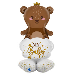 G Шар 3D (47''/119 см) Фигура на подставке, MY BABY, Мишка, 1 шт. в уп.